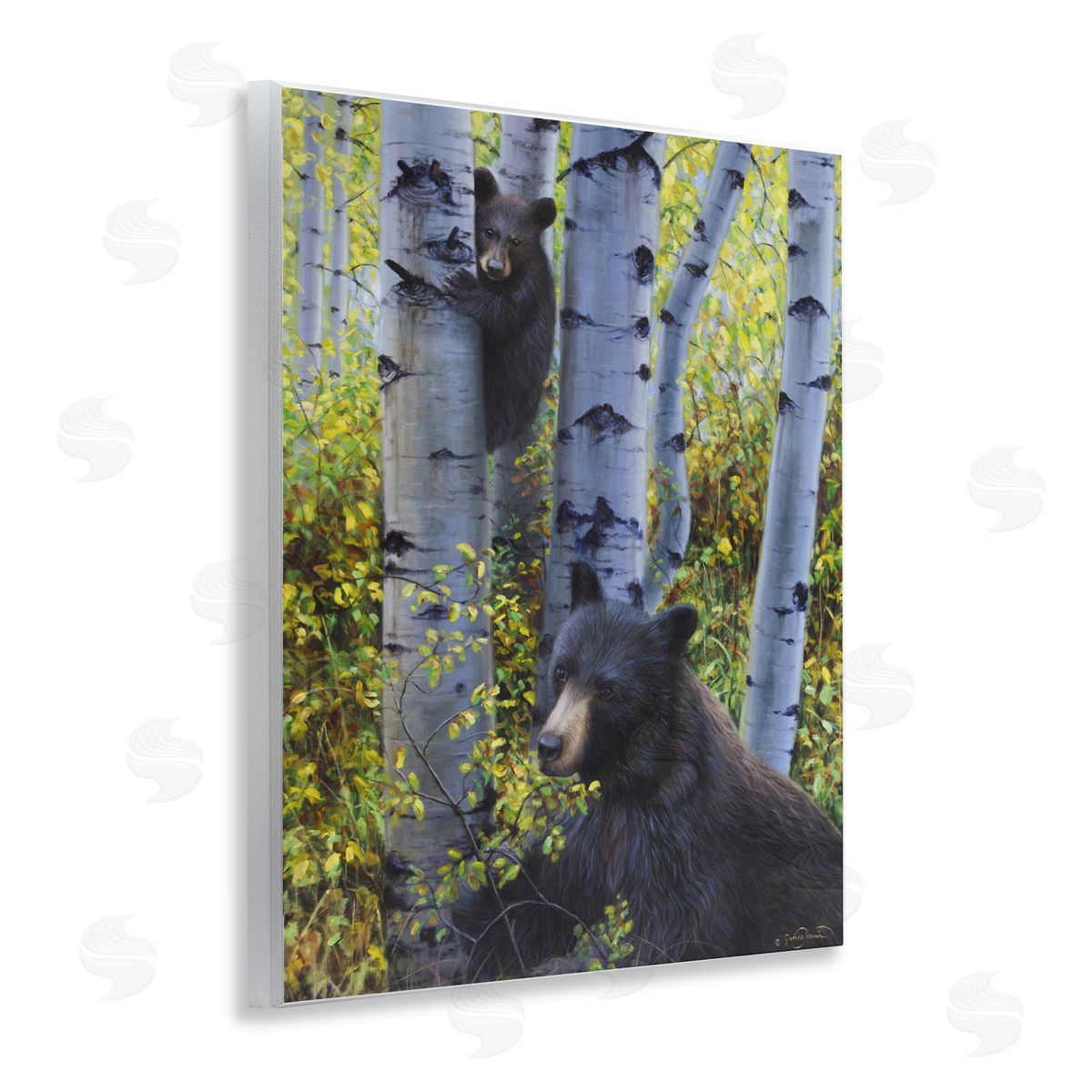 James Corwin Two Bears in Fall Wilderness Wall Plaque Art Print