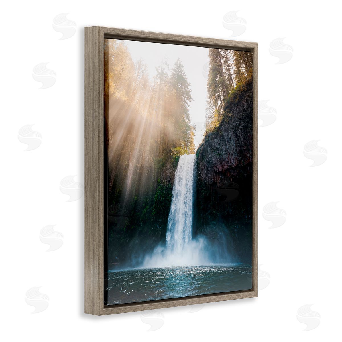 Jared Kreiss Cascading Waterfall Magic Brown Floating Frame Canvas Wall Art Print