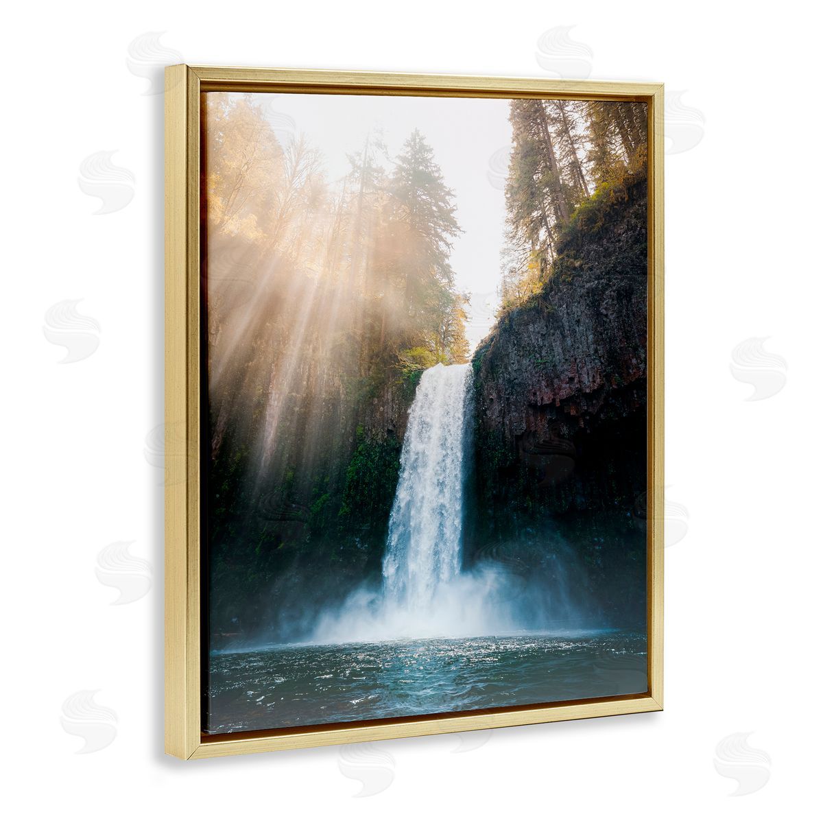 Jared Kreiss Cascading Waterfall Magic Gold Floating Frame Canvas Wall Art Print