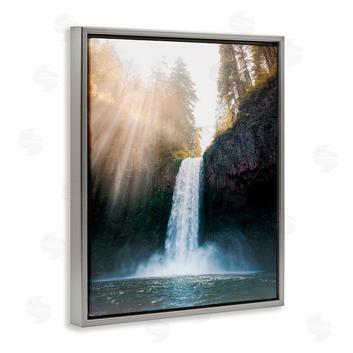 Jared Kreiss Cascading Waterfall Magic Gray Floating Frame Canvas Wall Art Print