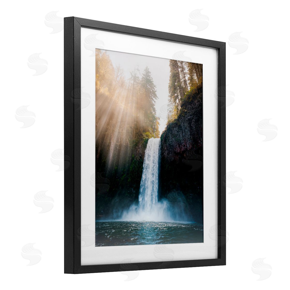 Jared Kreiss Cascading Waterfall Magic Black Framed Print Under Glass with White Mat Wall Art