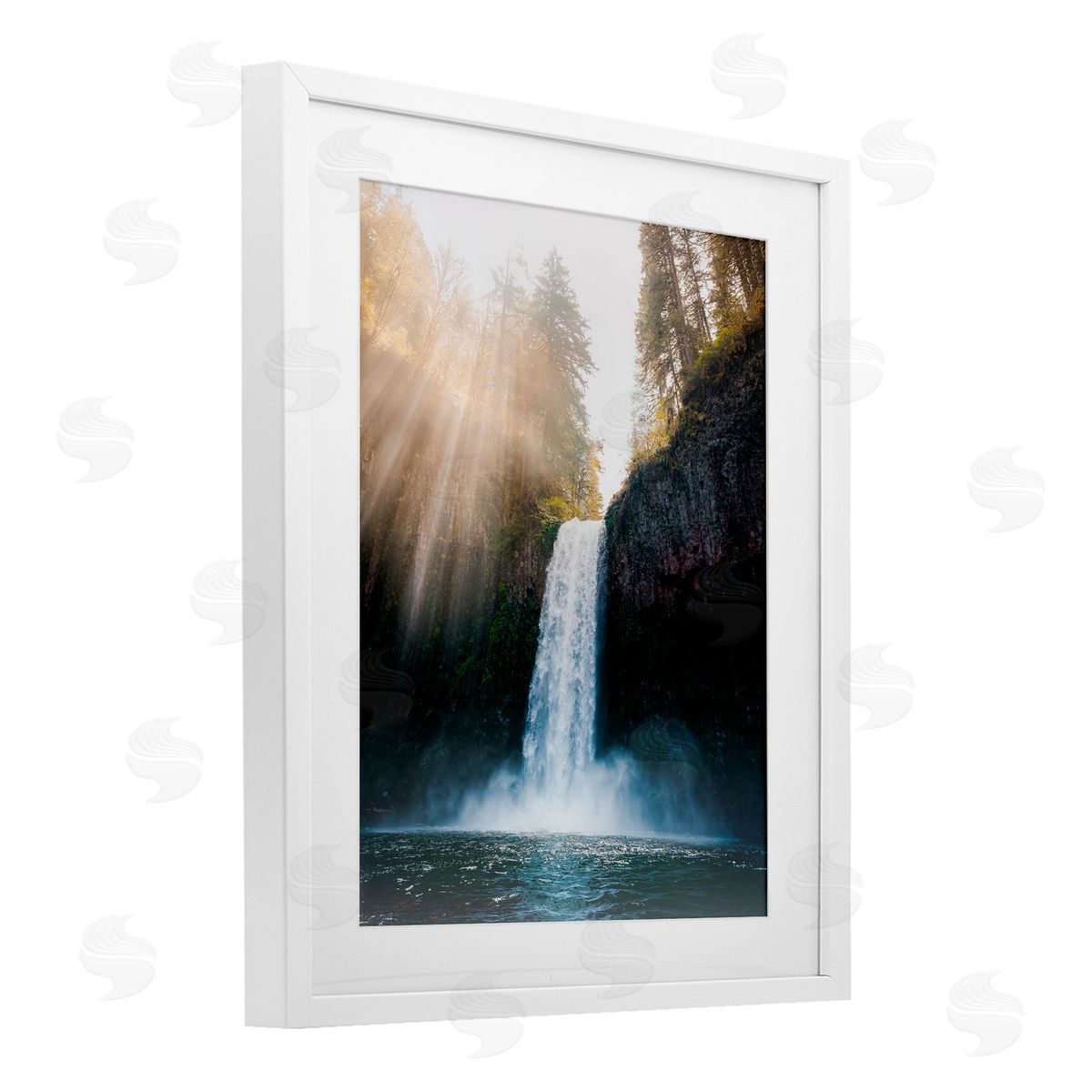 Jared Kreiss Cascading Waterfall Magic White Framed Print Under Glass with Mat Wall Art