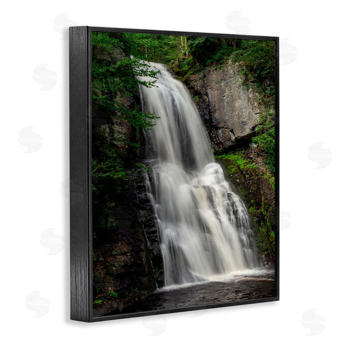 Jeff Poe Photography Lush Waterfall Flow Black Framed Giclee Wall Art Print