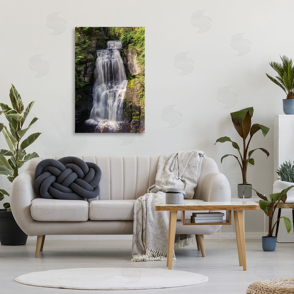 Jeff Poe Photography Cascading Forest Waterfall Canvas Art on Wall