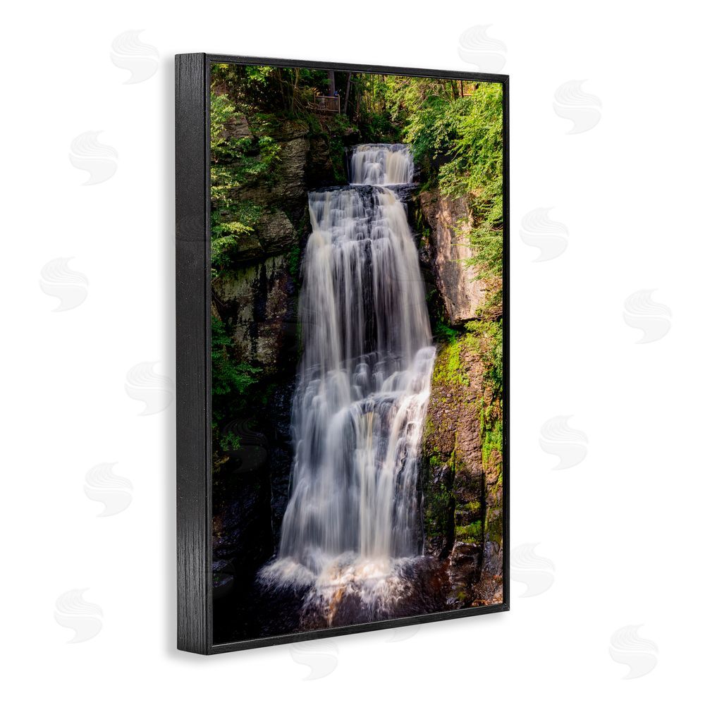 Jeff Poe Photography Cascading Forest Waterfall Black Framed Giclee Wall Art Print