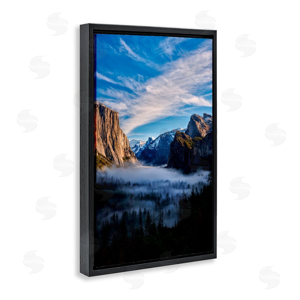 Jon Evan Half Dome With Fog Black Floating Frame Canvas Wall Art Print