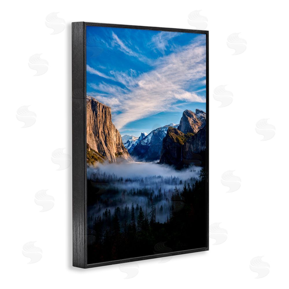 Jon Evan Half Dome With Fog Black Framed Giclee Wall Art Print