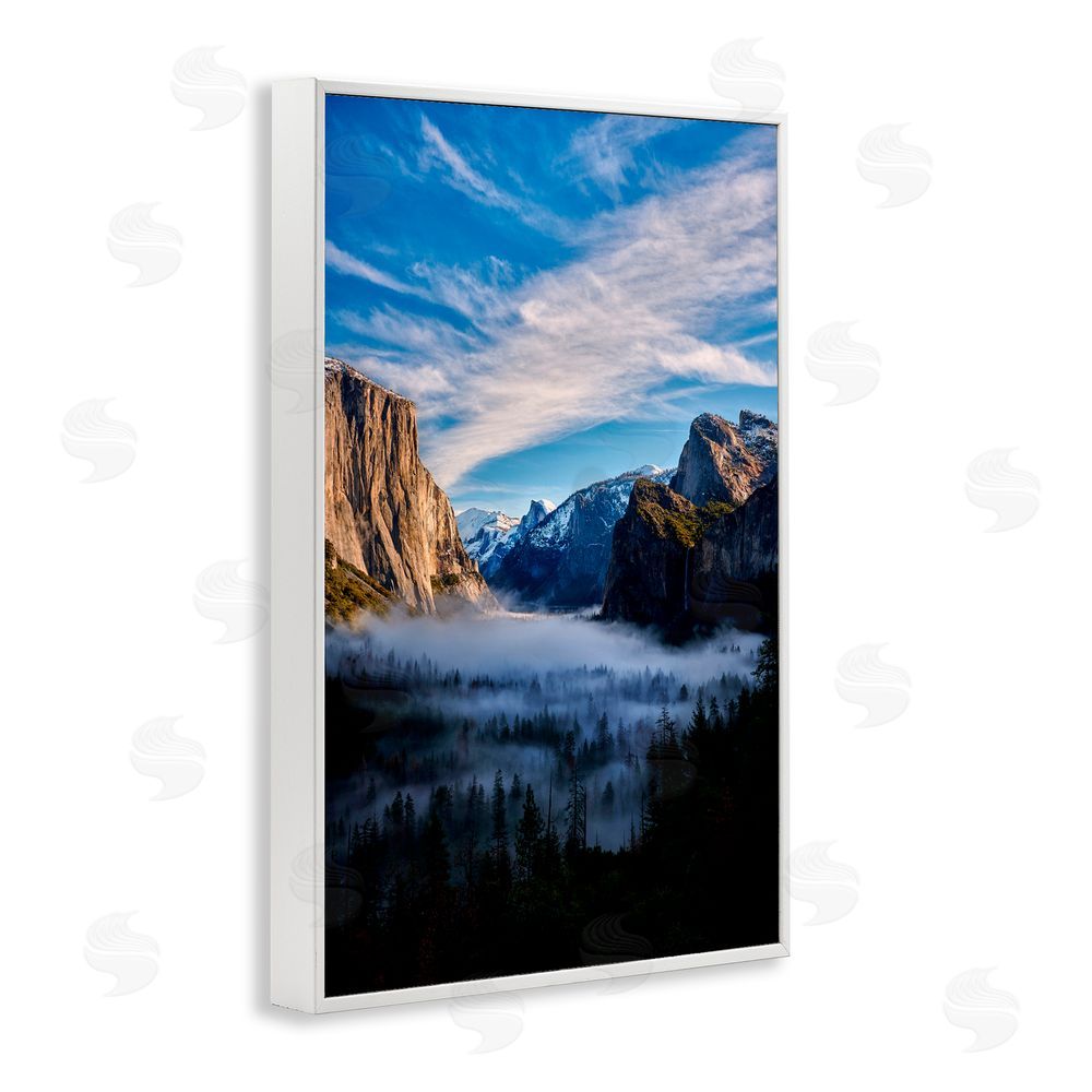 Jon Evan Half Dome With Fog White Framed Giclee Wall Art Print