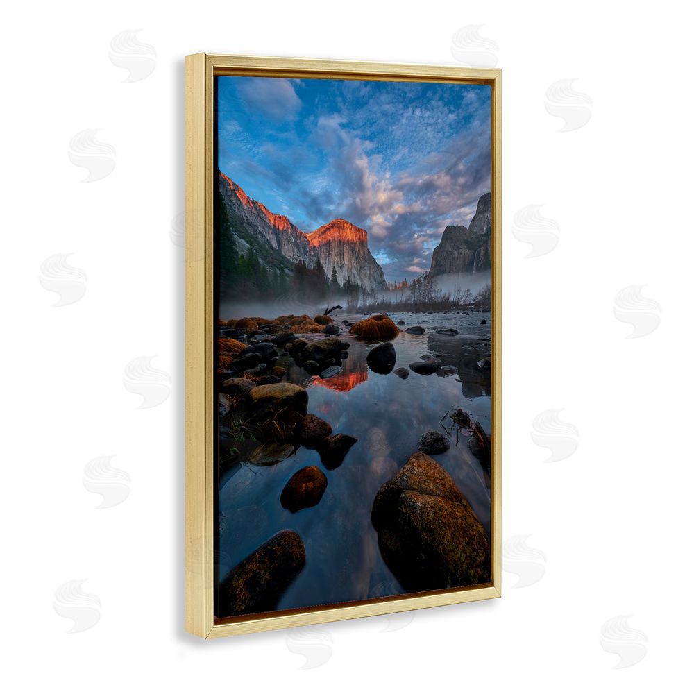 Jon Evan Morning In The Yosemite Valley Gold Floating Frame Canvas Wall Art Print