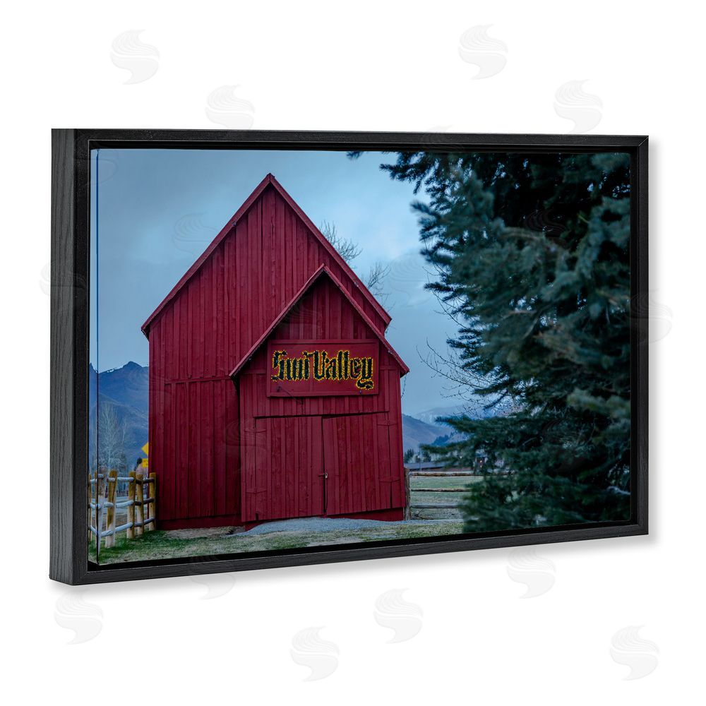 Jeff Poe Photography Red Farm Architecture Black Floating Frame Canvas Wall Art Print