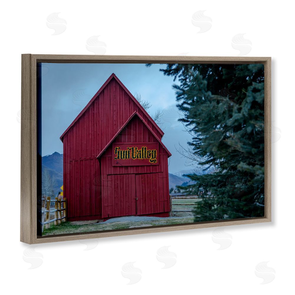 Jeff Poe Photography Red Farm Architecture Brown Floating Frame Canvas Wall Art Print