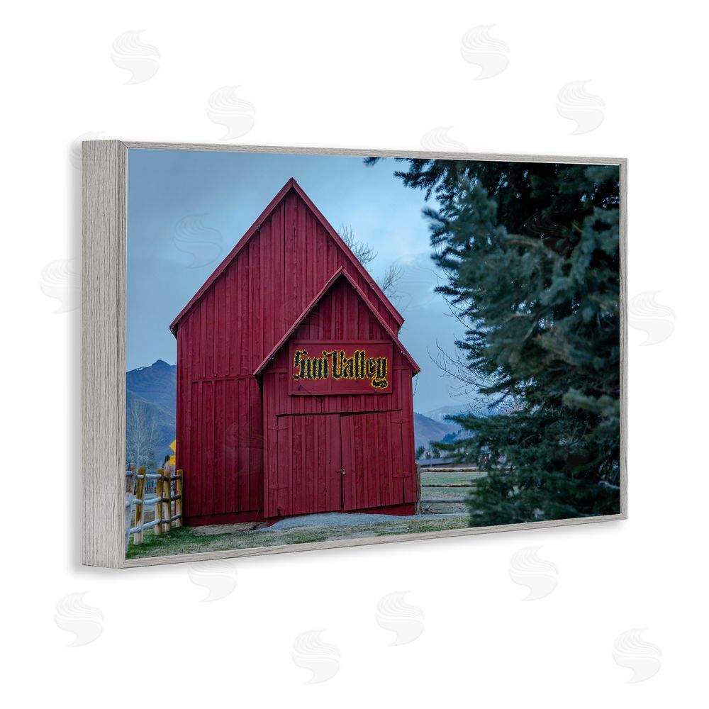 Jeff Poe Photography Red Farm Architecture Gray Framed Giclee Wall Art Print