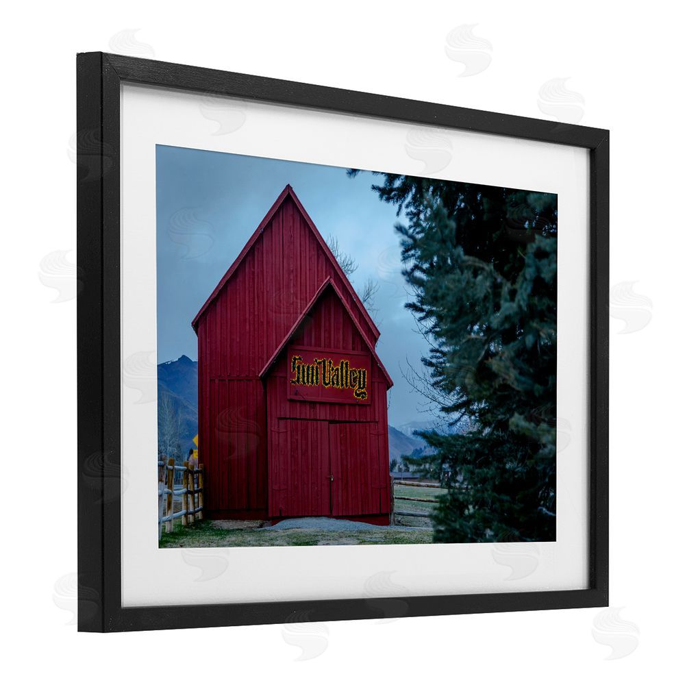 Jeff Poe Photography Red Farm Architecture Black Framed Print Under Glass with White Mat Wall Art