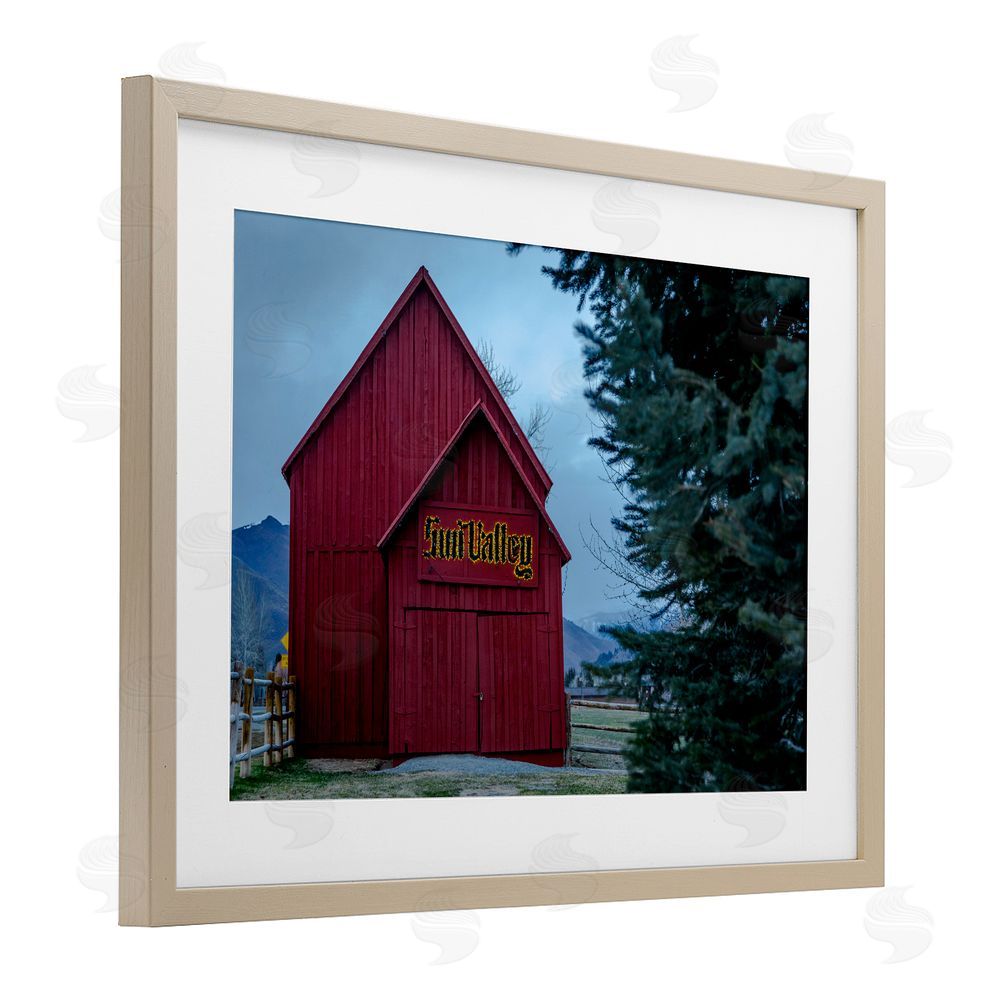 Jeff Poe Photography Red Farm Architecture Birch Framed Print Under Glass with White Mat Wall Art