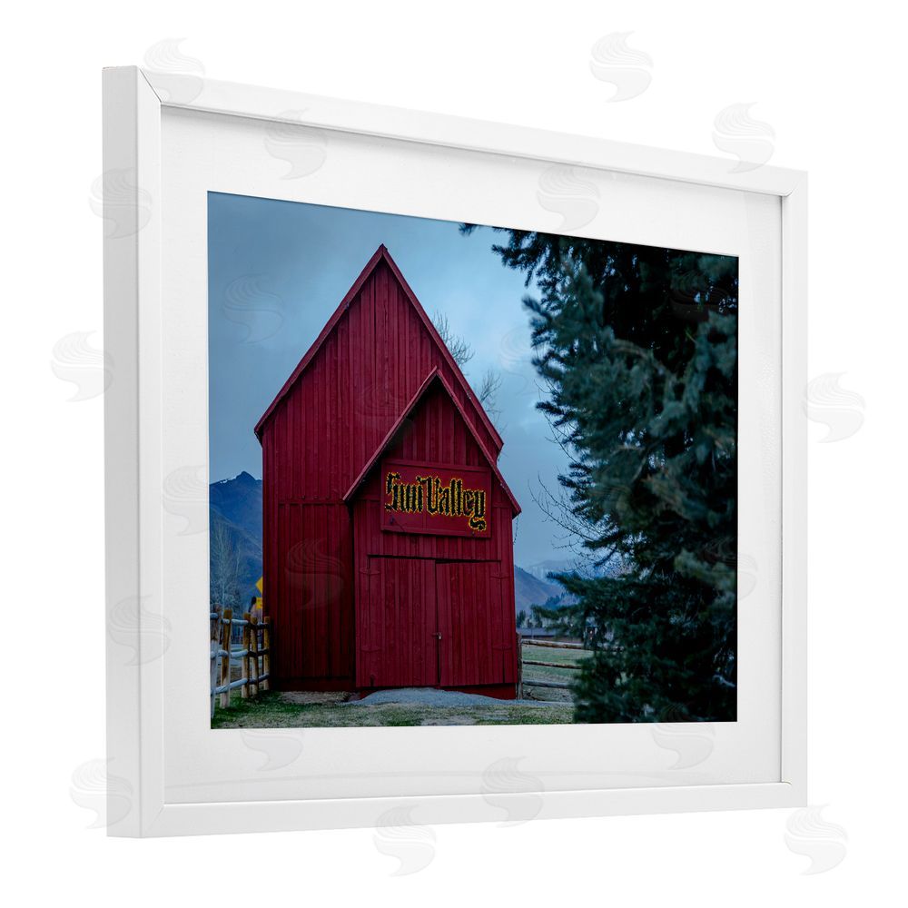 Jeff Poe Photography Red Farm Architecture White Framed Print Under Glass with Mat Wall Art