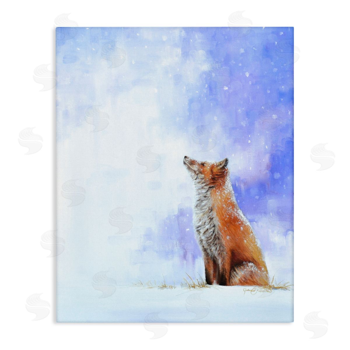 James Corwin Fox & Gentle Snowfall Canvas Wall Art Print