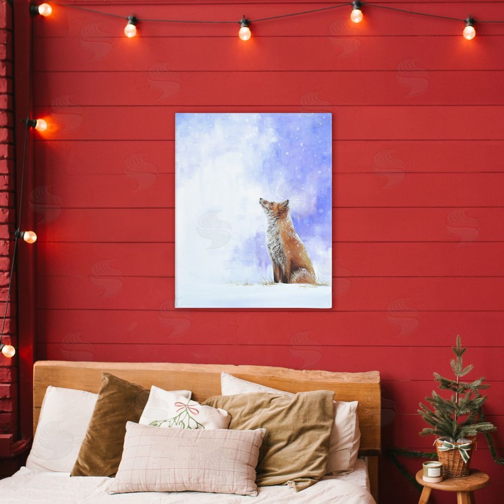 James Corwin Fox & Gentle Snowfall Canvas Art on Wall