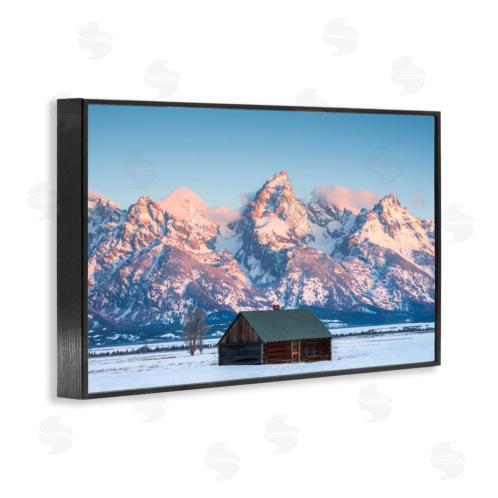 Jared Kreiss Cabin In The Glowing Tetons Black Framed Giclee Wall Art Print
