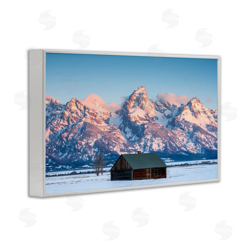 Jared Kreiss Cabin In The Glowing Tetons White Framed Giclee Wall Art Print