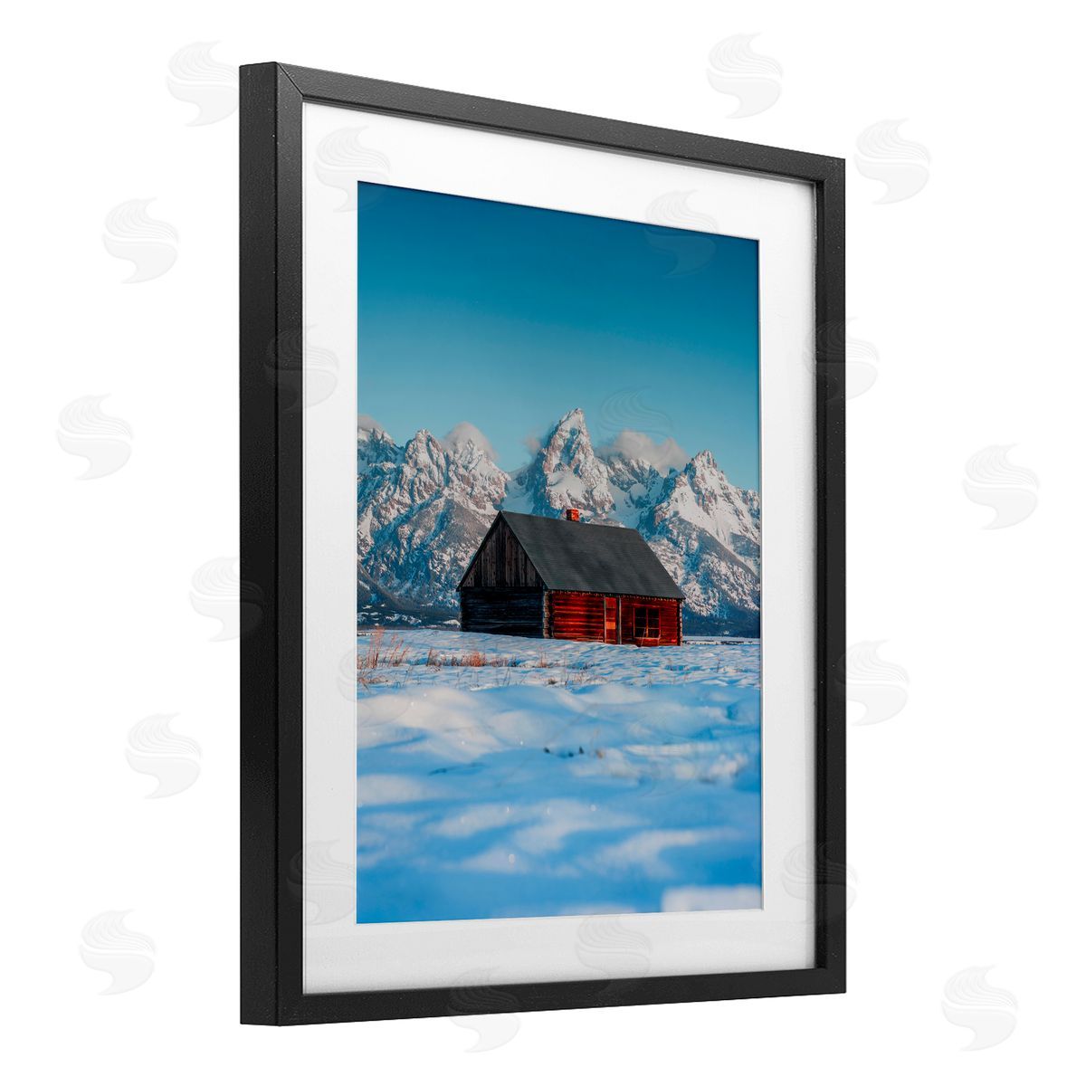 Jared Kreiss In The Shadow Of The Tetons Black Framed Print Under Glass with White Mat Wall Art