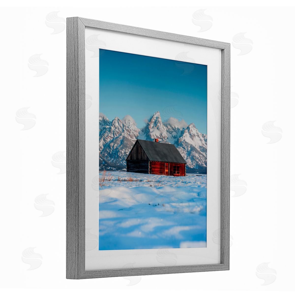 Jared Kreiss In The Shadow Of The Tetons Gray Framed Print Under Glass with White Mat Wall Art