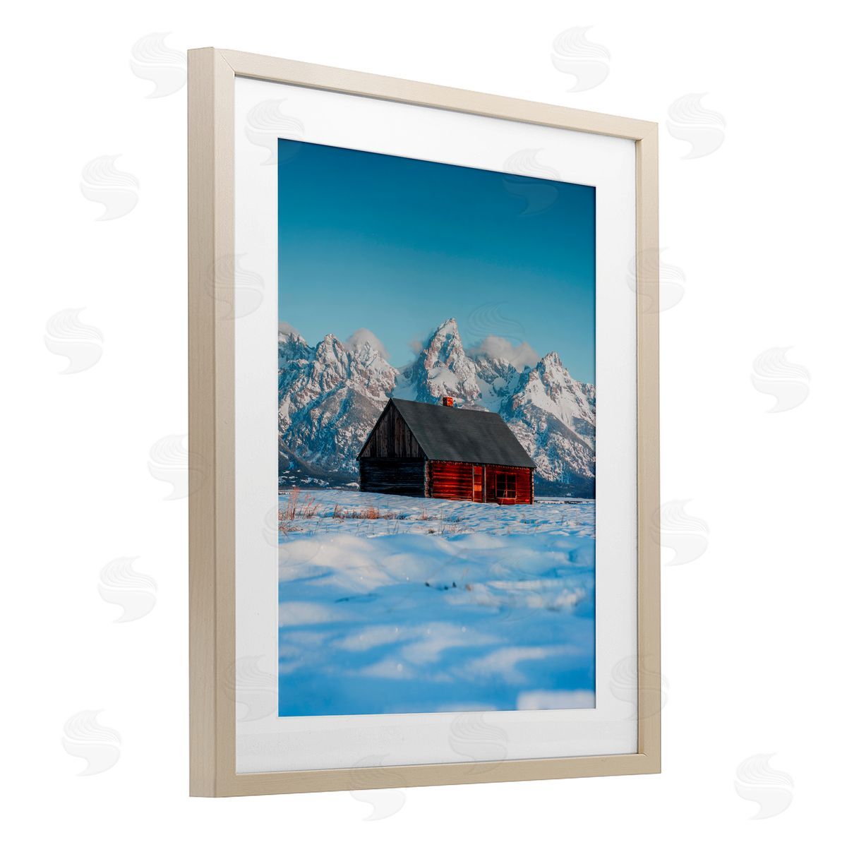 Jared Kreiss In The Shadow Of The Tetons Birch Framed Print Under Glass with White Mat Wall Art