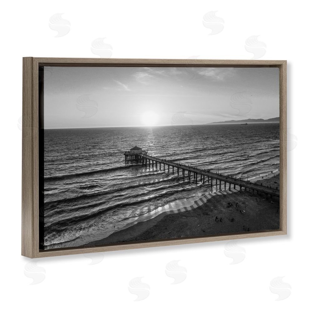 Jeff Poe Photography Serene Morning Pier Brown Floating Frame Canvas Wall Art Print
