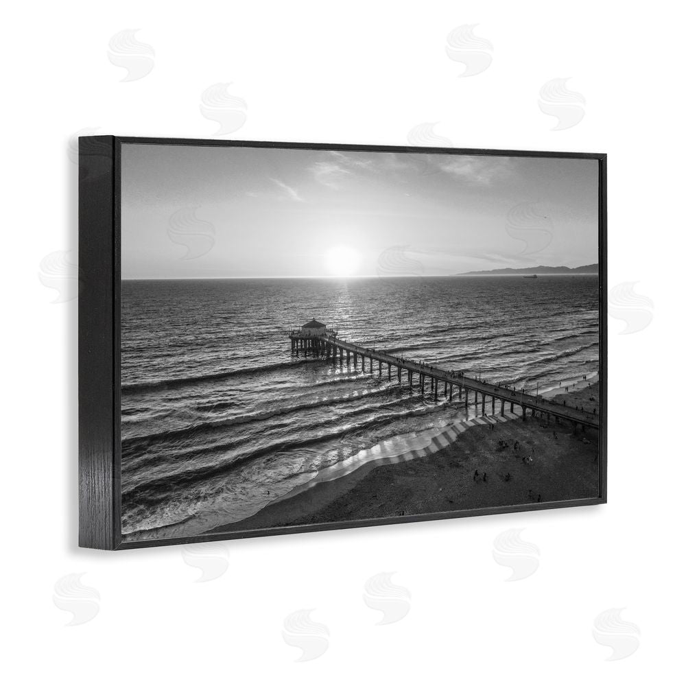 Jeff Poe Photography Serene Morning Pier Black Framed Giclee Wall Art Print