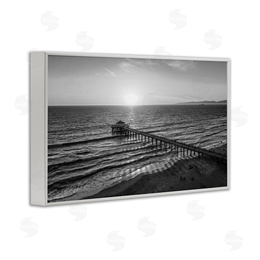 Jeff Poe Photography Serene Morning Pier White Framed Giclee Wall Art Print