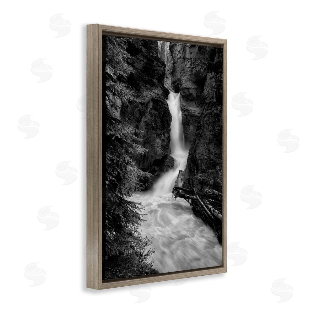 Jon Evan Banff National Park Waterfall Brown Floating Frame Canvas Wall Art Print