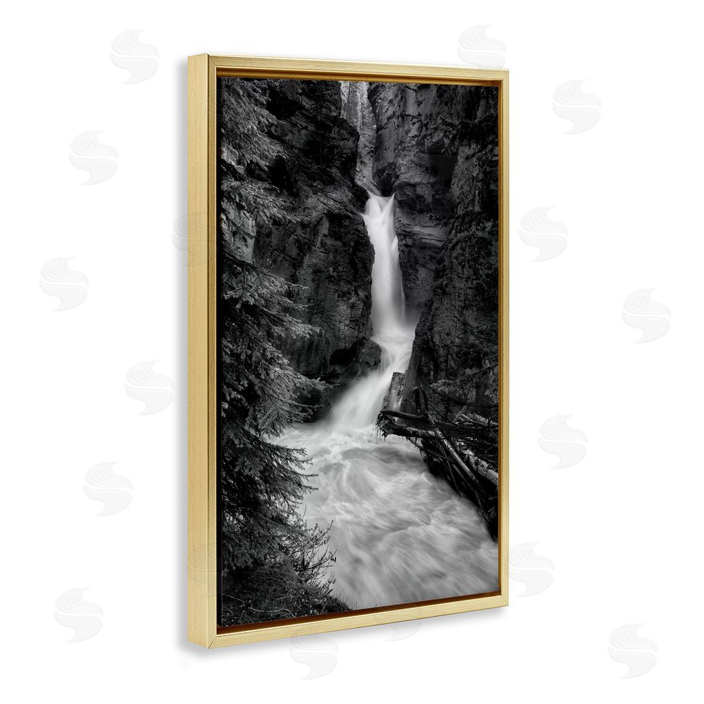 Jon Evan Banff National Park Waterfall Gold Floating Frame Canvas Wall Art Print