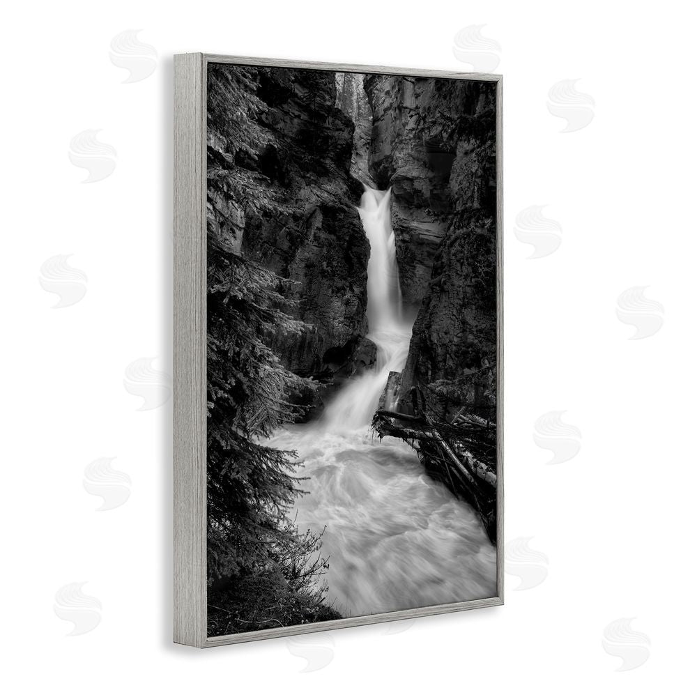 Jon Evan Banff National Park Waterfall Gray Framed Giclee Wall Art Print