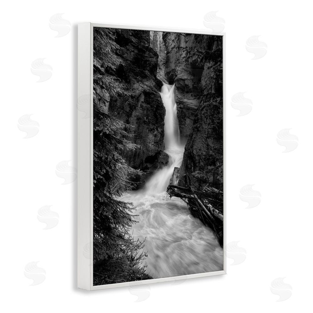 Jon Evan Banff National Park Waterfall White Framed Giclee Wall Art Print