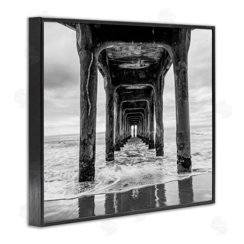 Jeff Poe Photography Pier Structure in Perspective Black Framed Giclee Wall Art Print