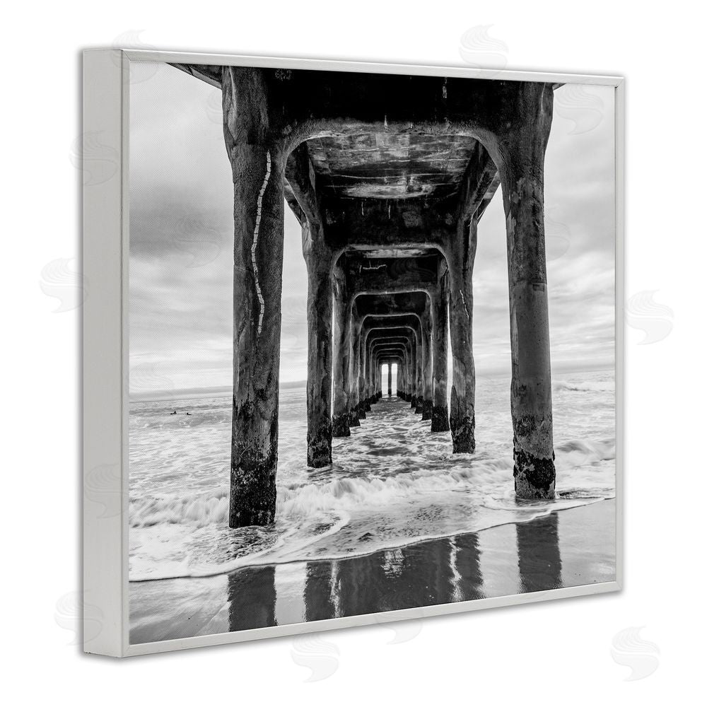 Jeff Poe Photography Pier Structure in Perspective White Framed Giclee Wall Art Print