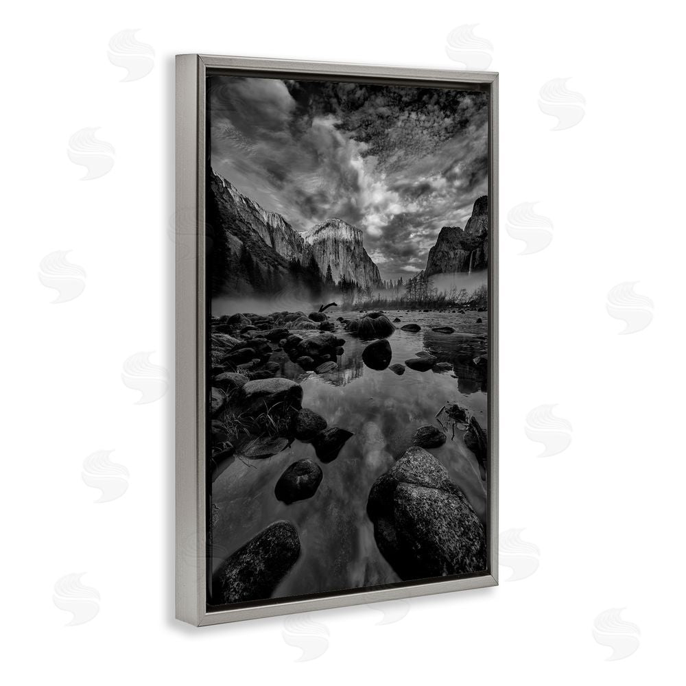 Jon Evan Morning In Yosemite Valley Gray Floating Frame Canvas Wall Art Print