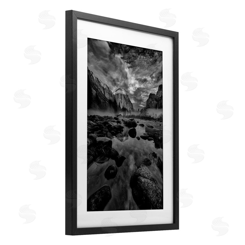 Jon Evan Morning In Yosemite Valley Black Framed Print Under Glass with White Mat Wall Art