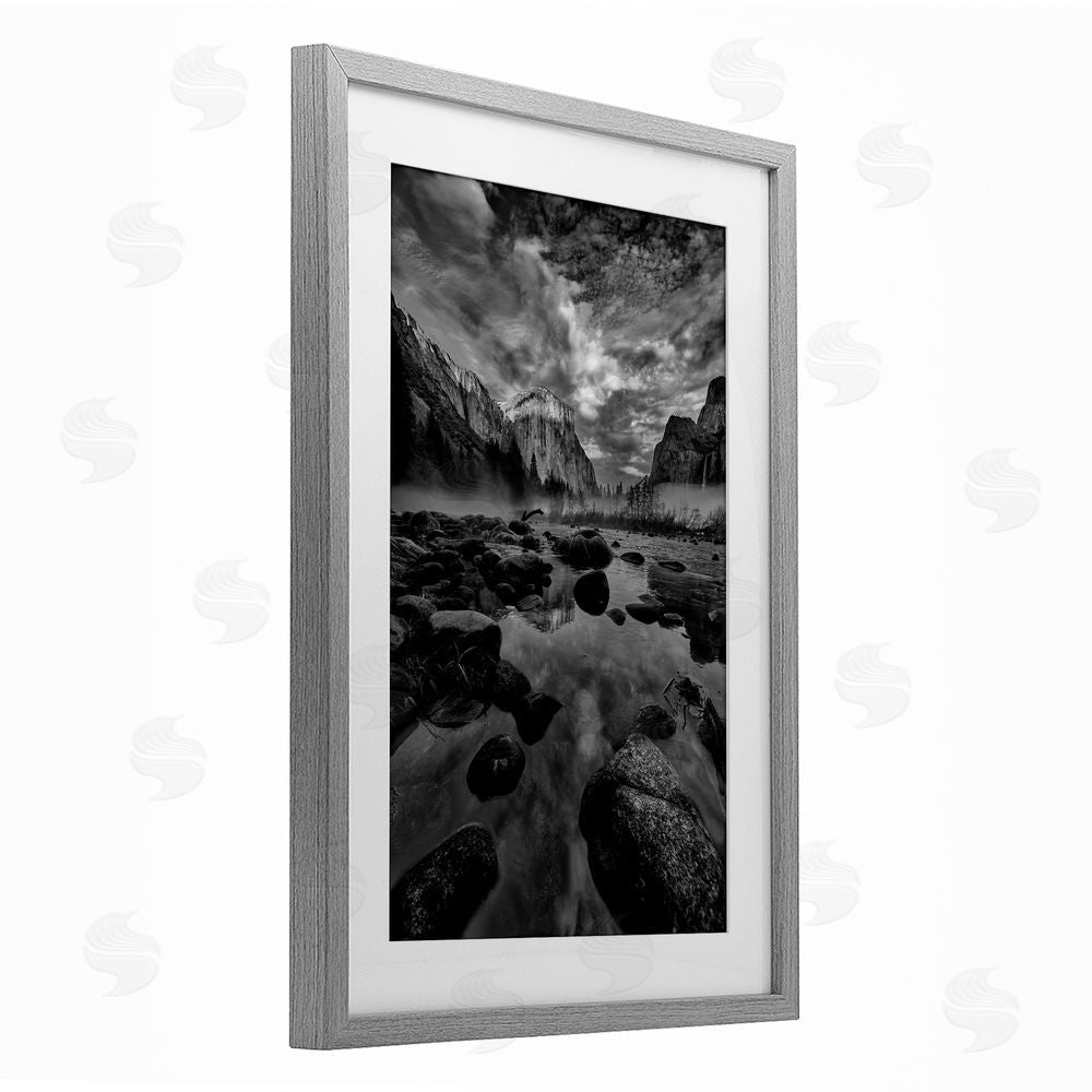 Jon Evan Morning In Yosemite Valley Gray Framed Print Under Glass with White Mat Wall Art