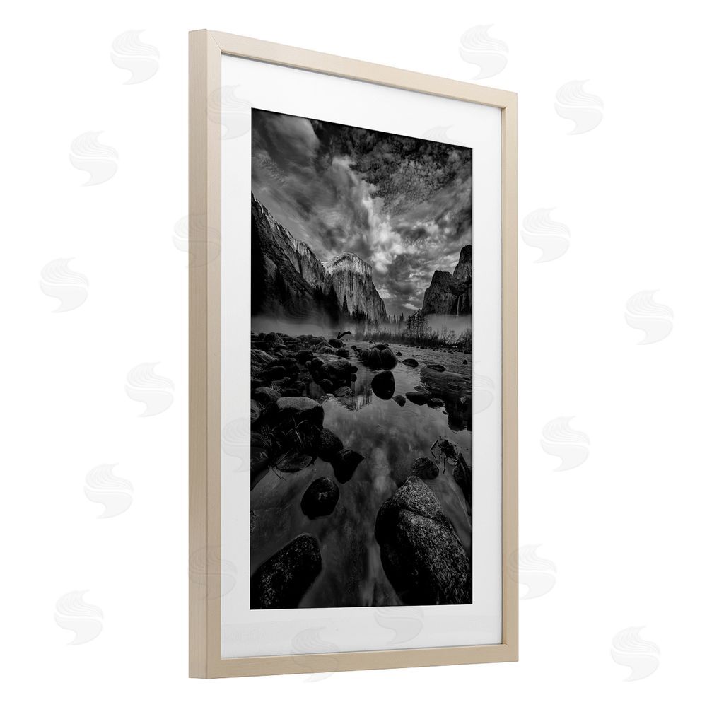 Jon Evan Morning In Yosemite Valley Birch Framed Print Under Glass with White Mat Wall Art