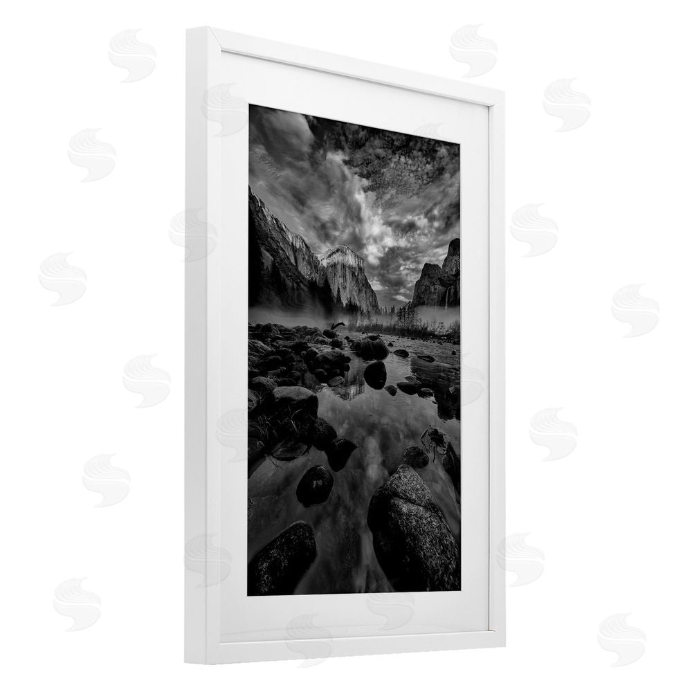 Jon Evan Morning In Yosemite Valley White Framed Print Under Glass with Mat Wall Art