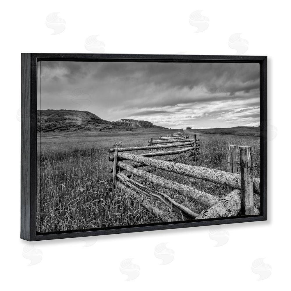 Jon Evan Zigzag Fence into Pasture Black Floating Frame Canvas Wall Art Print