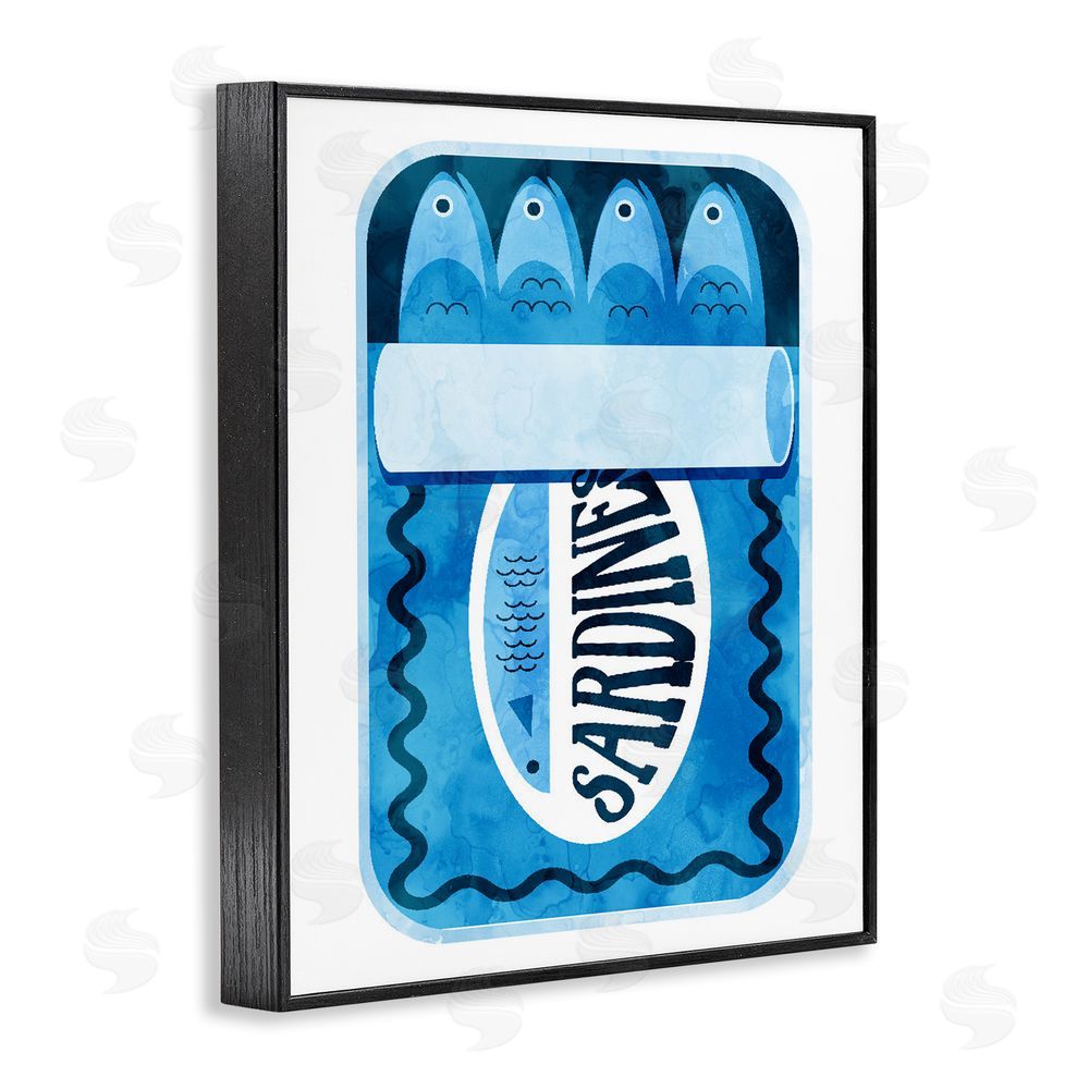 Daphne Polselli Retro Blue Sardine Tin Black Framed Giclee Print Wall Art