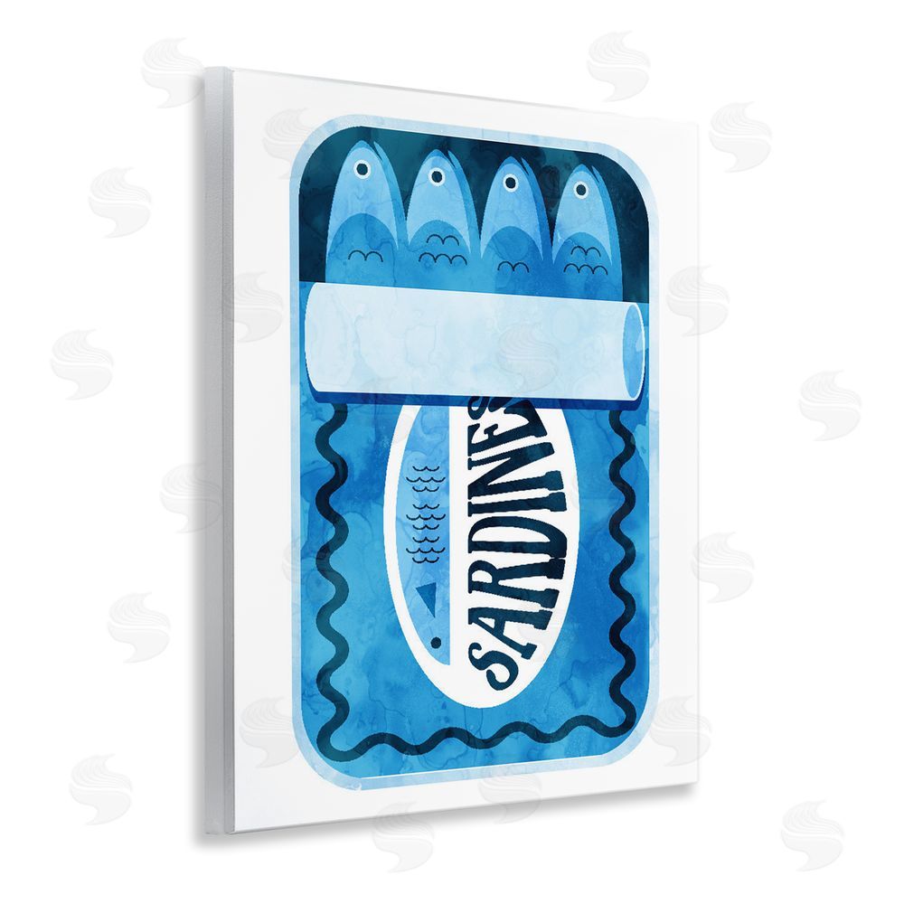 Daphne Polselli Retro Blue Sardine Tin Wooden Wall Plaque Art Print