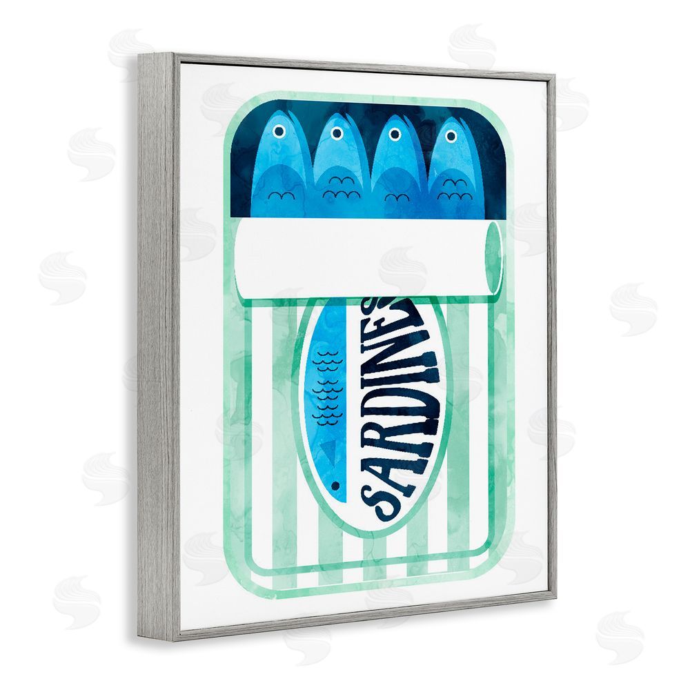 Daphne Polselli Green Stripe Sardine Tin Gray Framed Giclee Print Wall Art