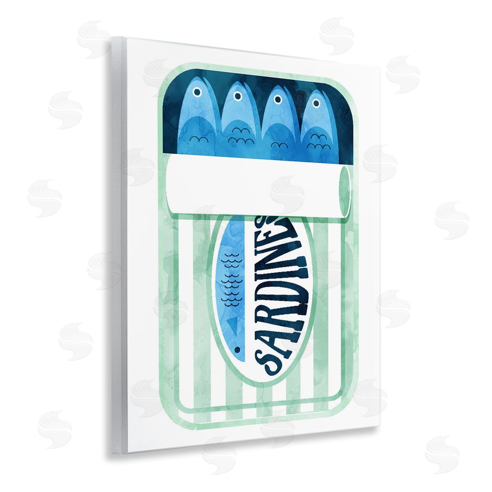 Daphne Polselli Green Stripe Sardine Tin Wooden Wall Plaque Art Print