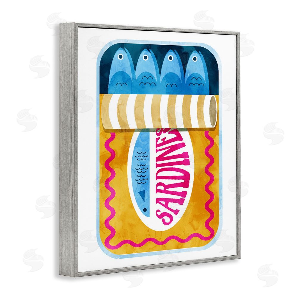 Daphne Polselli Yellow and Pink Sardine Tin Gray Framed Giclee Print Wall Art