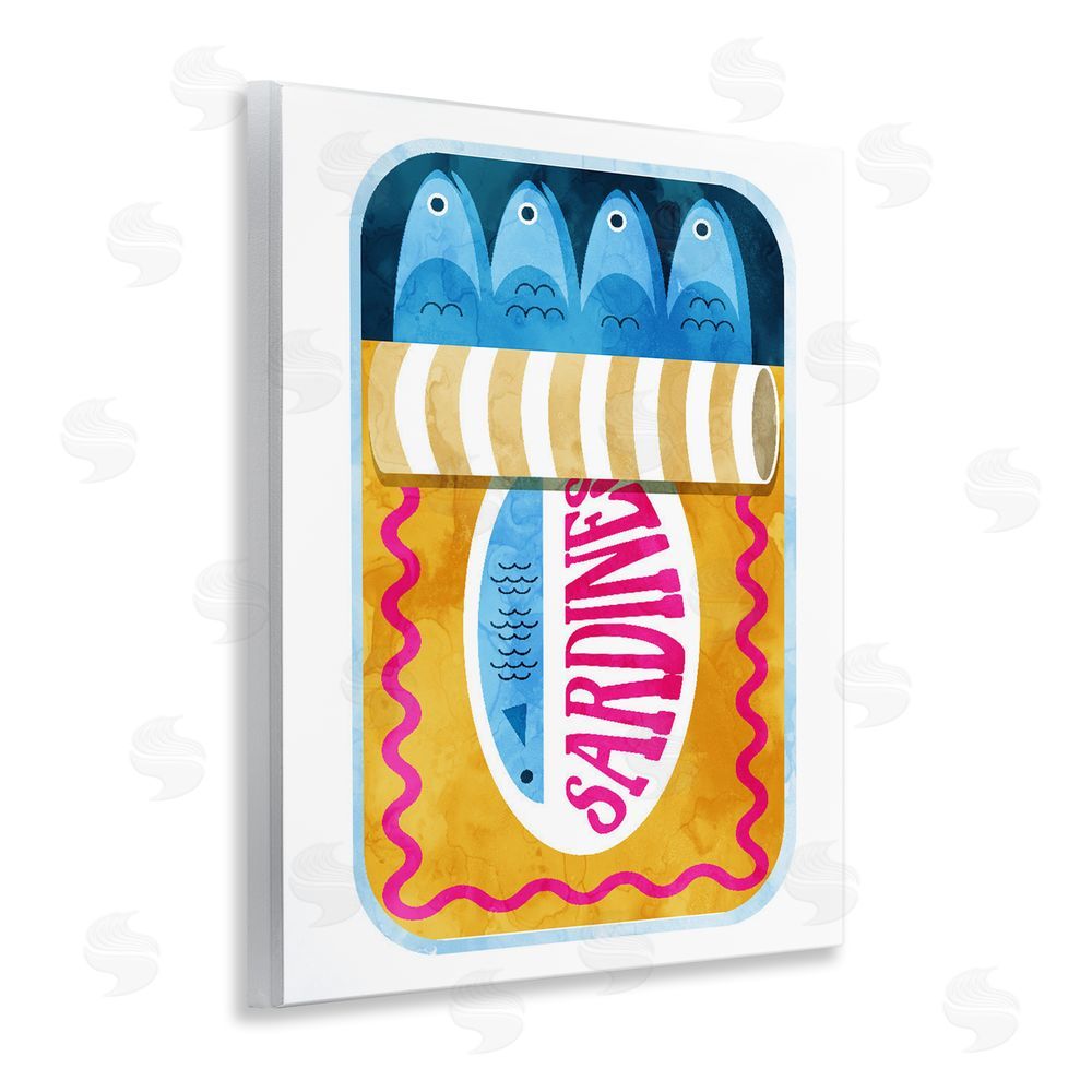 Daphne Polselli Yellow and Pink Sardine Tin Wooden Wall Plaque Art Print