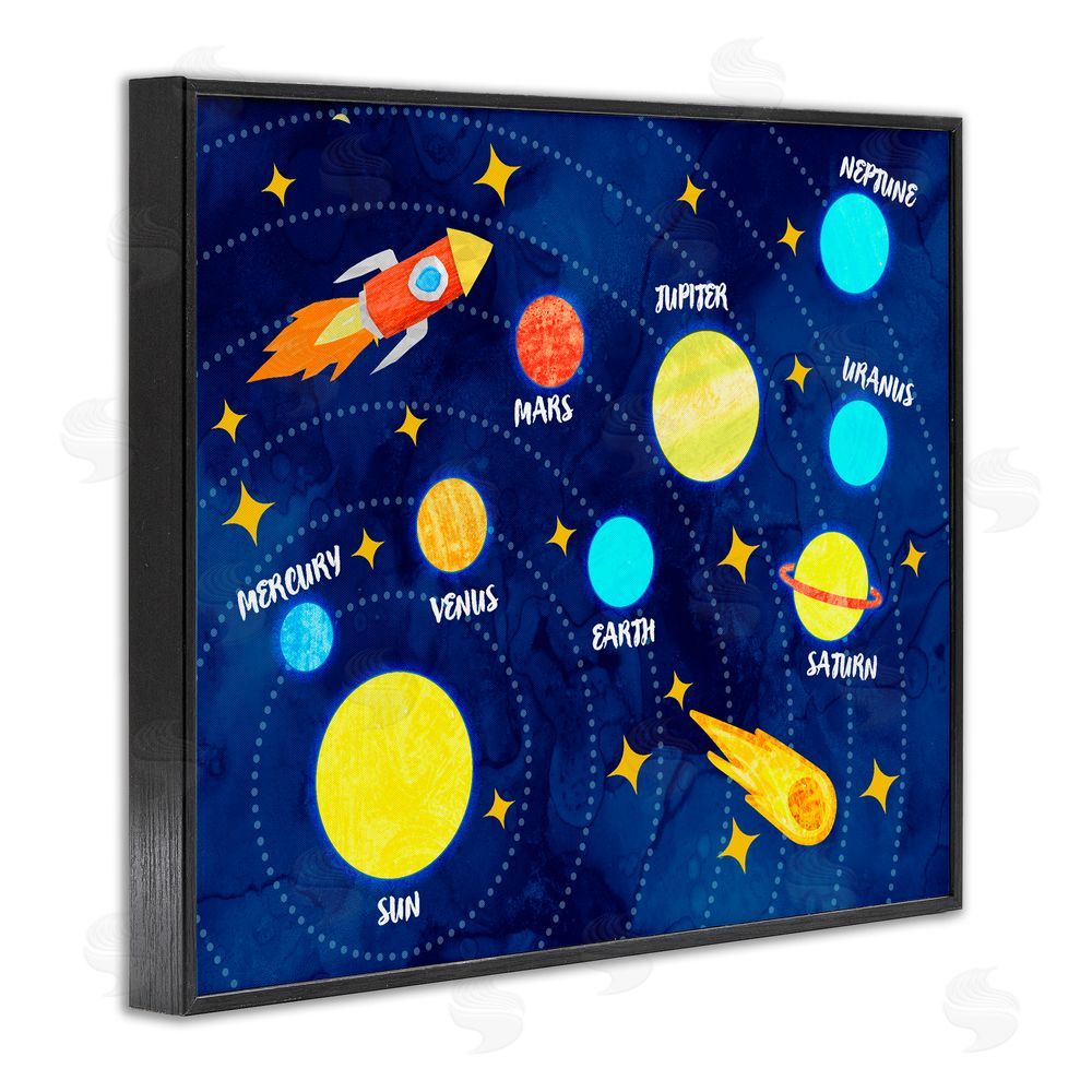 Daphne Polselli Rocket Across Solar System Black Framed Giclee Print Wall Art
