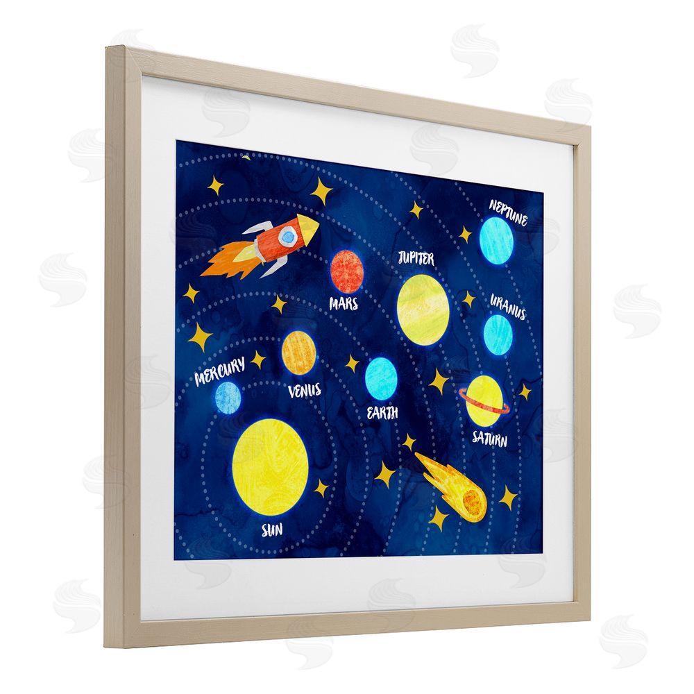 Daphne Polselli Rocket Across Solar System Brown Framed Print Under Glass Wall Art