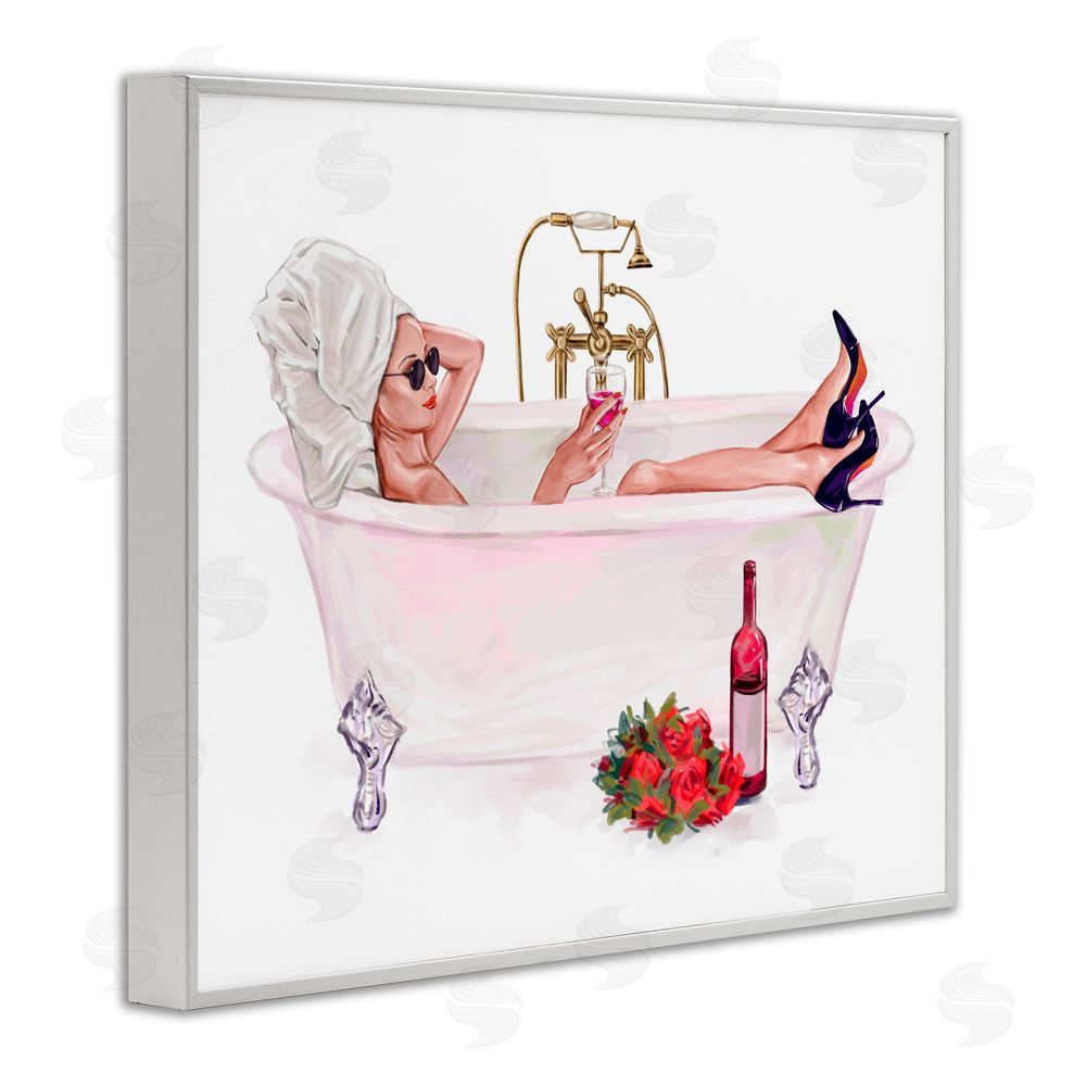 Ziwei Li Woman with Wine Bath White Framed Giclee Print Wall Art